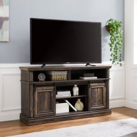 Media Console Table With Storage Cabinet, Mid Century Style Entertainment TV Table, Multipurpose Sliding Door TV Cabinet Large Storage Space,